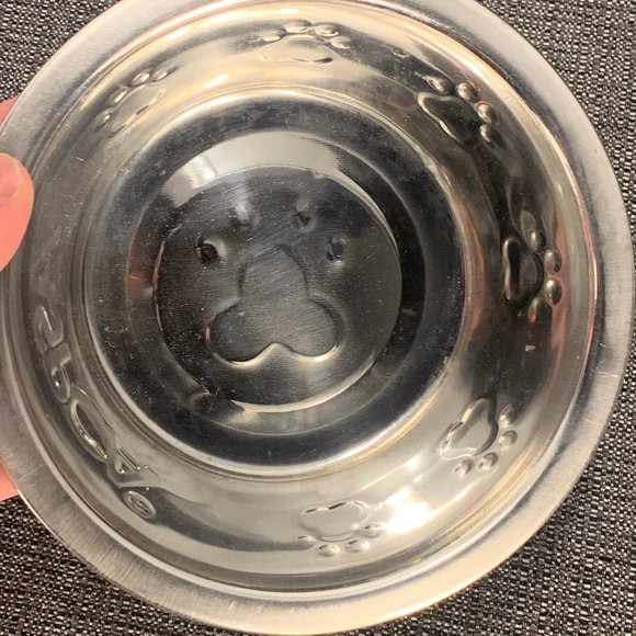 ASPCA Stainless Steel Dog Bowl - feeder paw print embossed pet cat - Picture 6 of 6